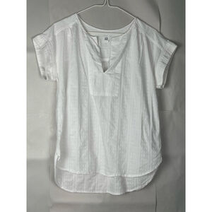 Women's GAP White Textured Cotton Short Sleeve Blouse Top XS